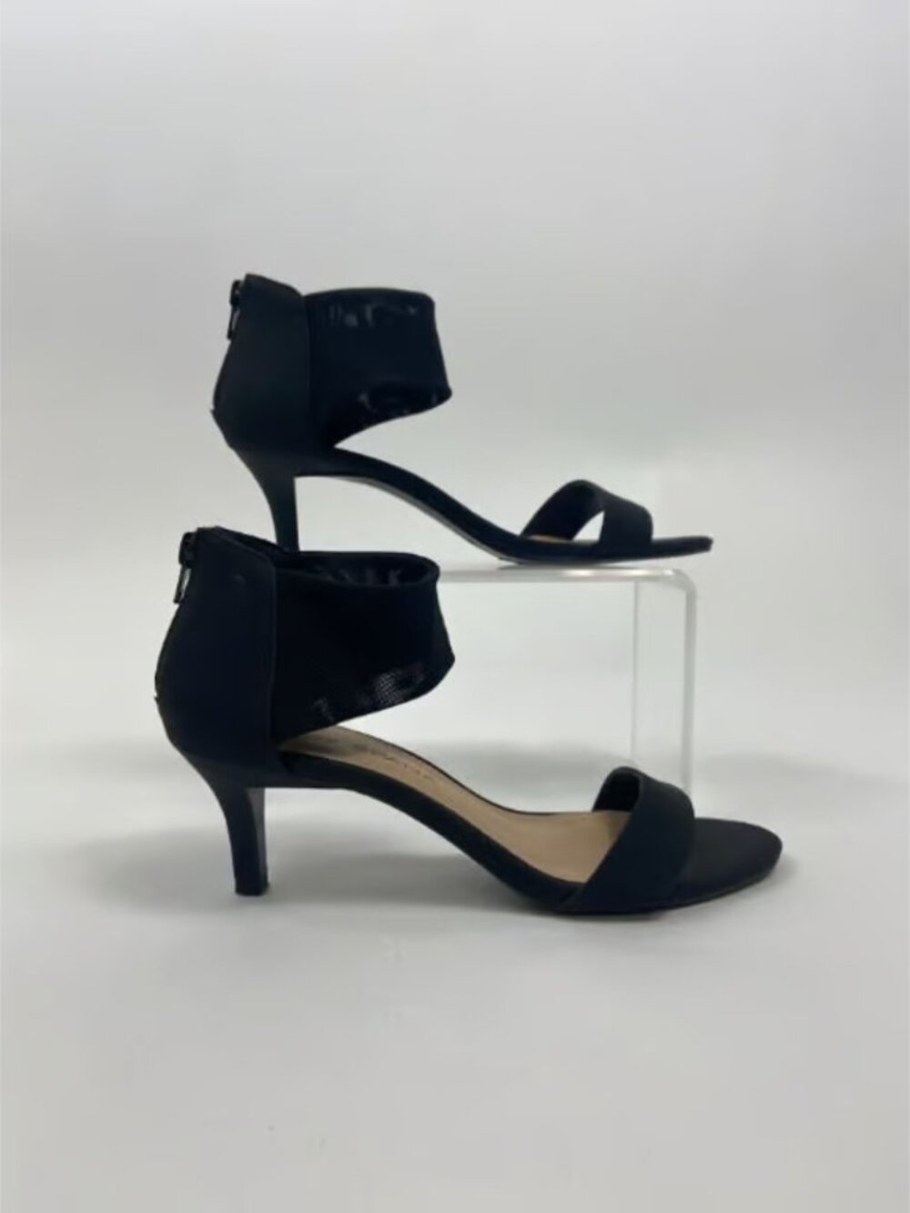 Moda Spana Black Ankle Strap Kitten Heels